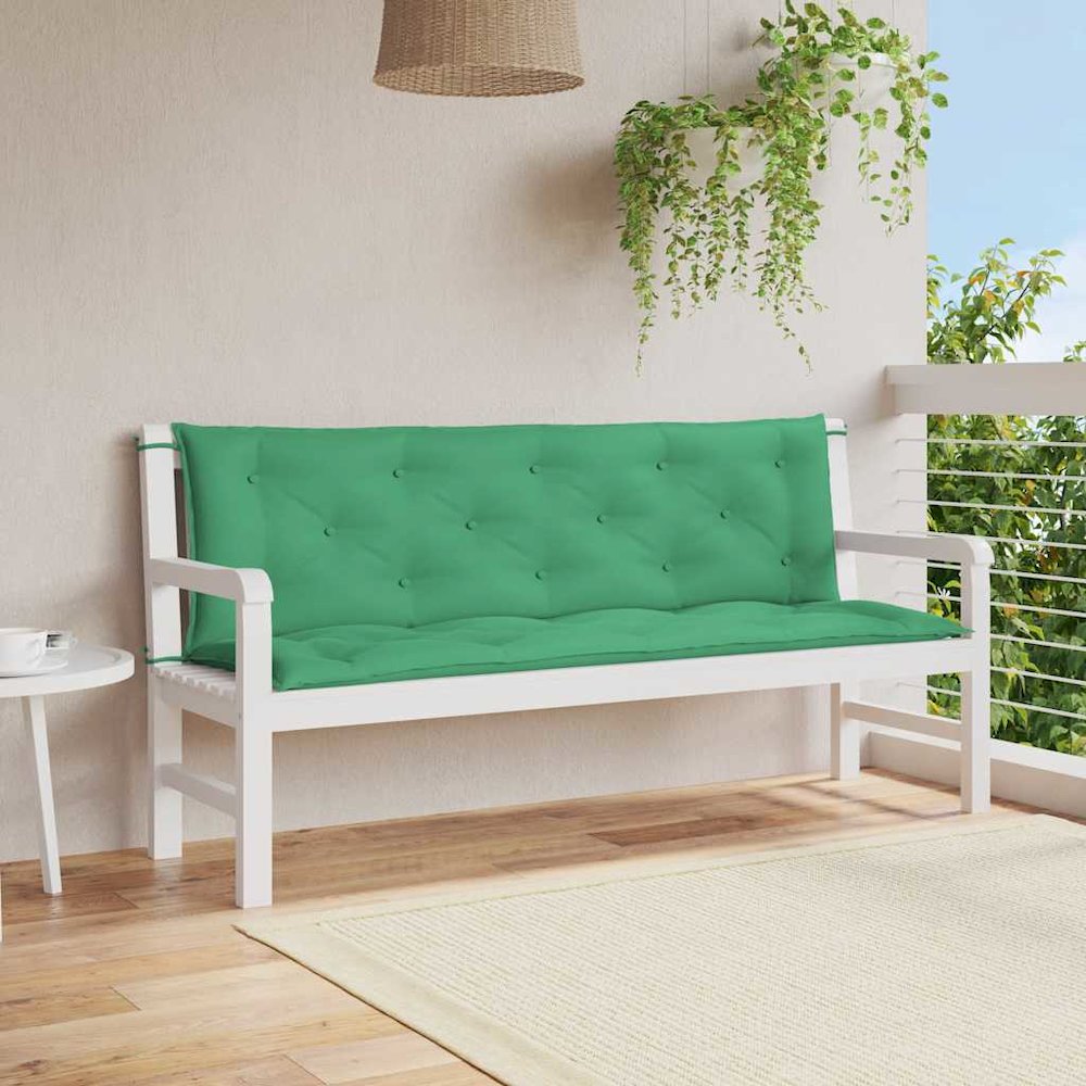 Garden Bench Cushion Set of 2 Green Oxford fabric (100% polyester). Picture 4