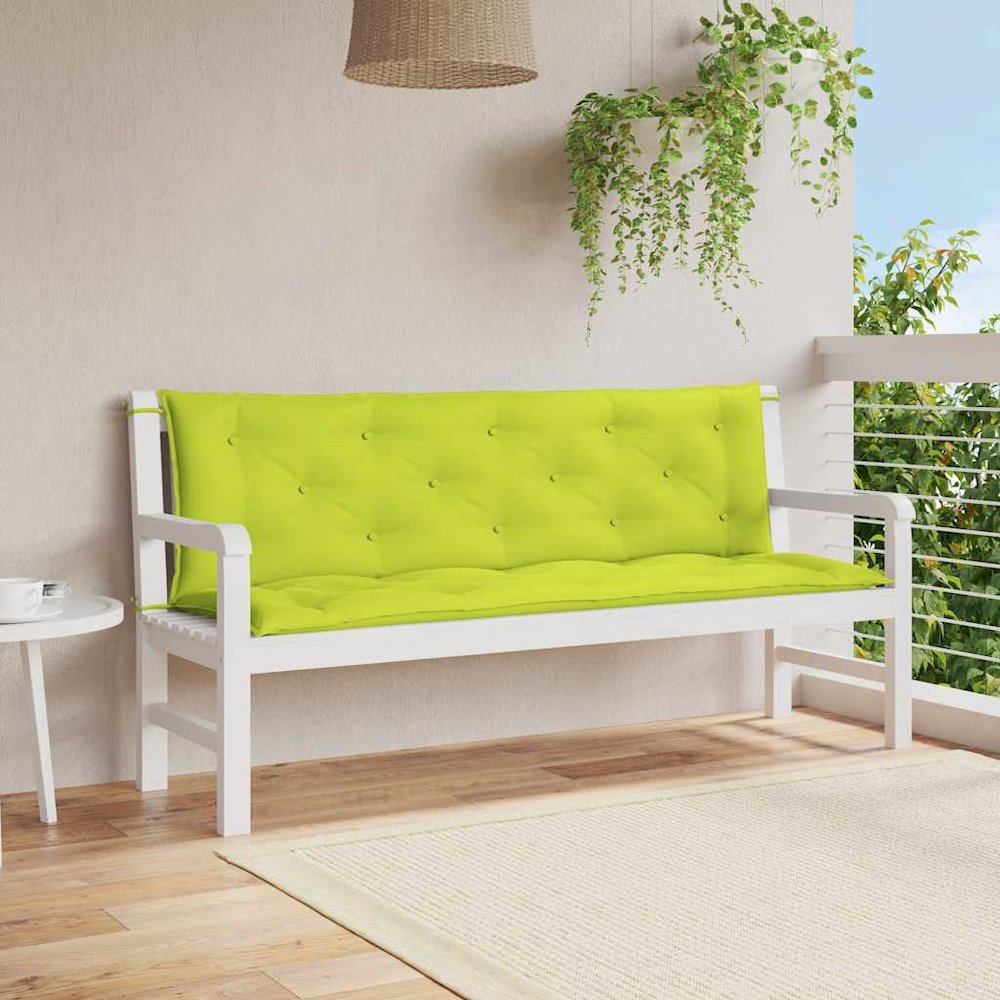 Garden Bench Cushion Set of 2 Bright green. Picture 4