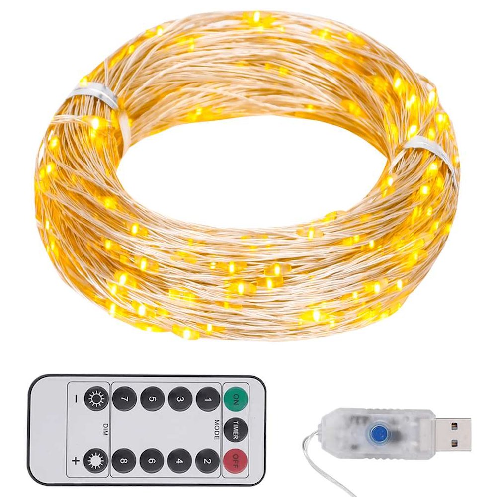 Led String Warm White Copper Wire 49.2 ft String Lights. Picture 2
