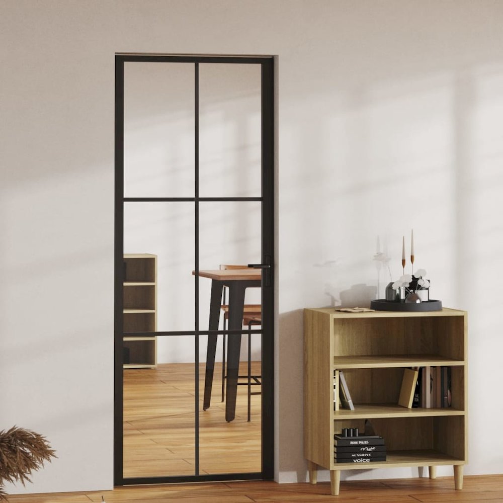 Interior Door ESG Glass and Aluminum 29.9"x79.3" Black. Picture 4
