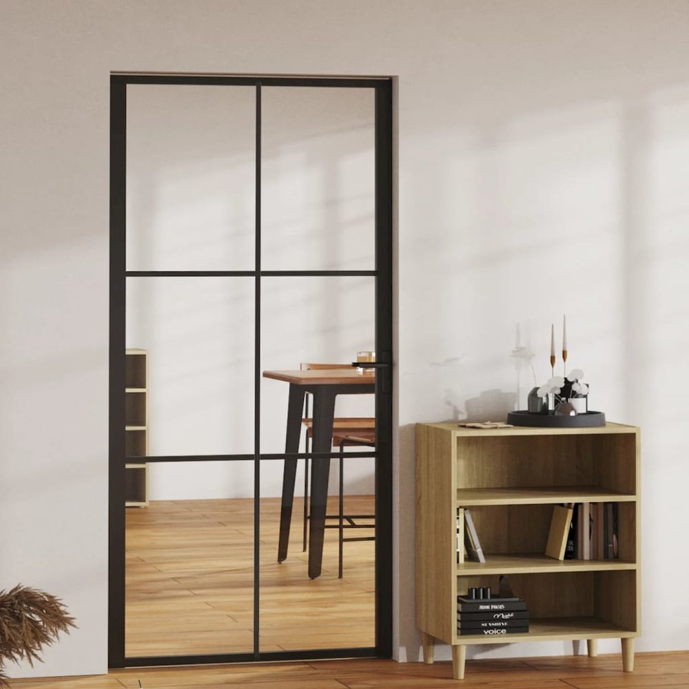 Interior Door ESG Glass and Aluminum 40.4"x79.3" Black. Picture 4