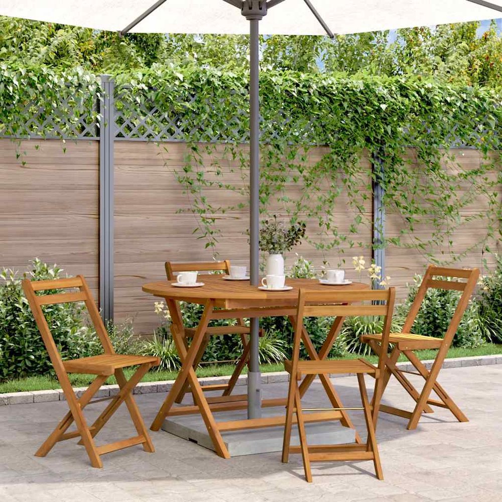 Garden Table Natural wood Solid acacia wood Medium Foldable. Picture 4