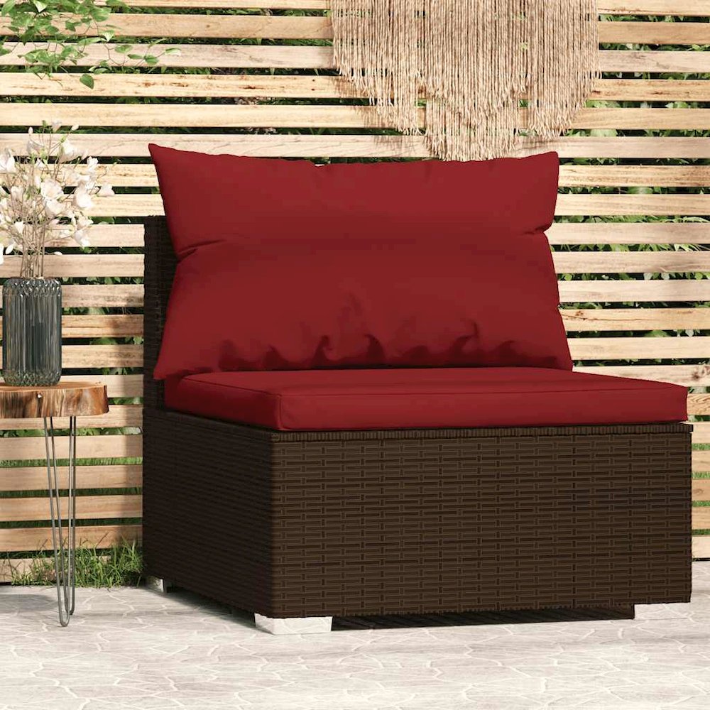 Garden Middle Sofa Brown PE rattan, powder-coated steel, plastic. Picture 4