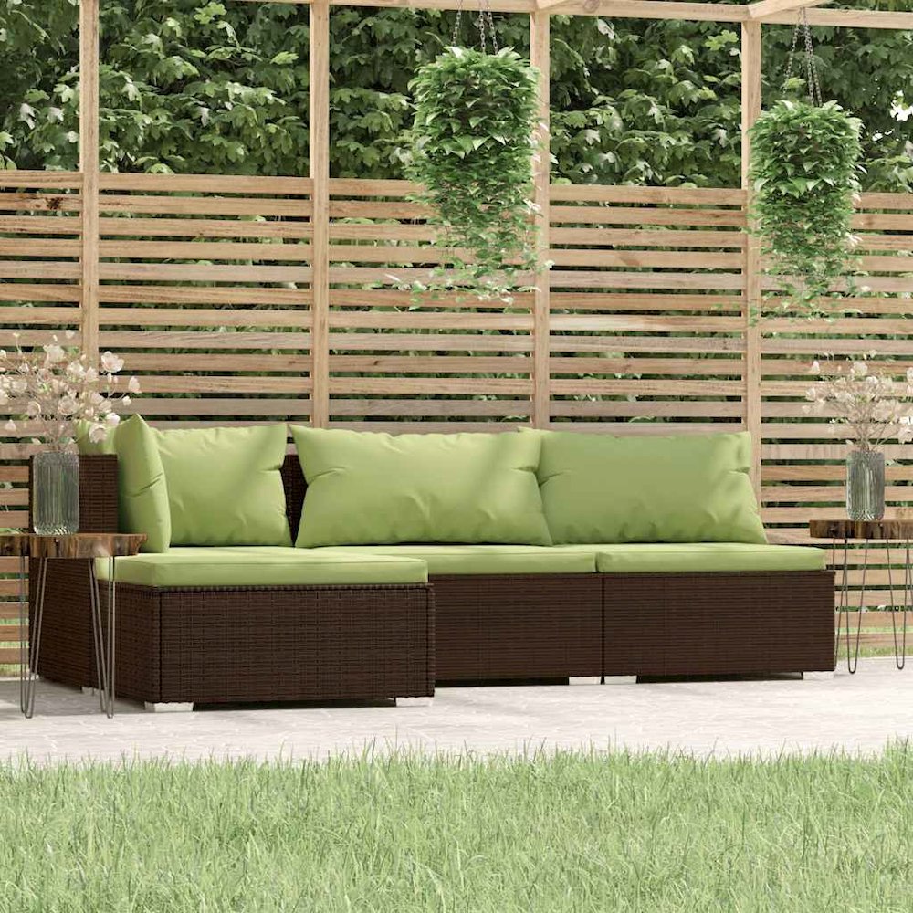 Garden Lounge Set Brown, Green. Picture 4