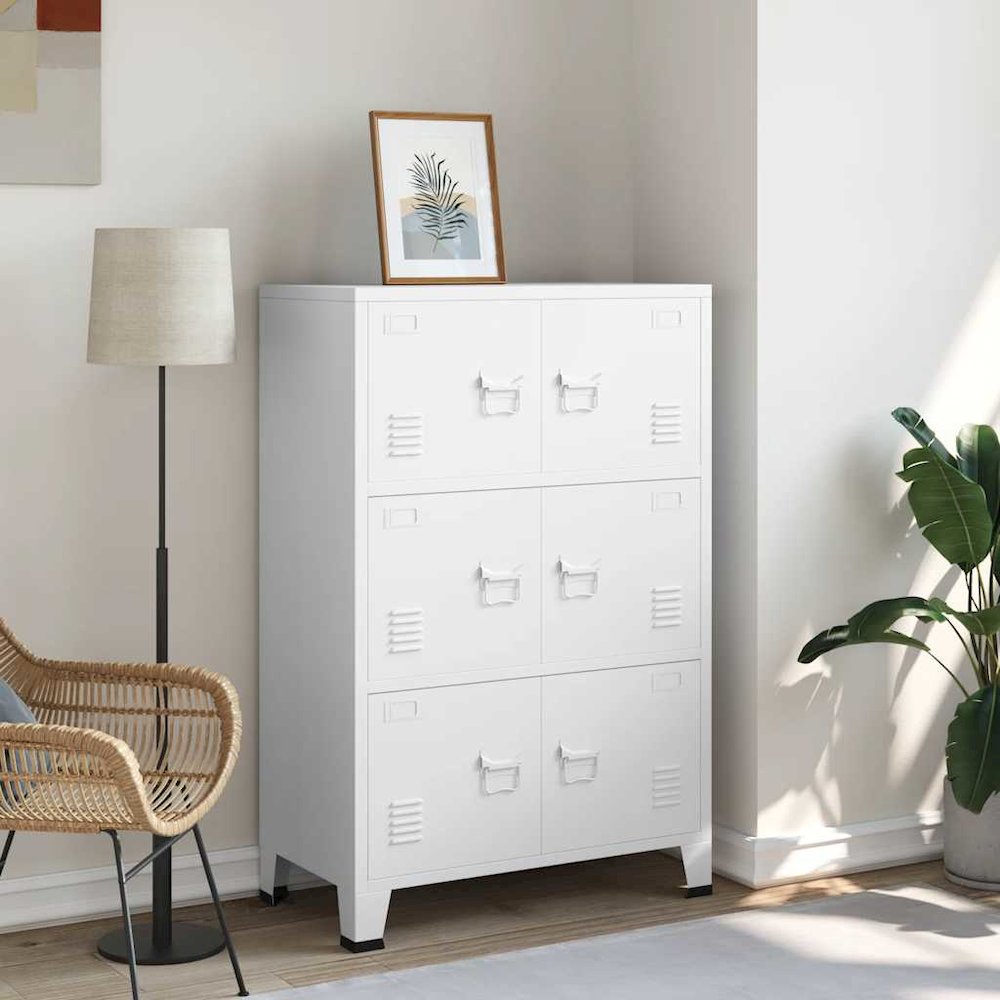 Storage Chest White Metal Medium Storage Chest Rectangular. Picture 4