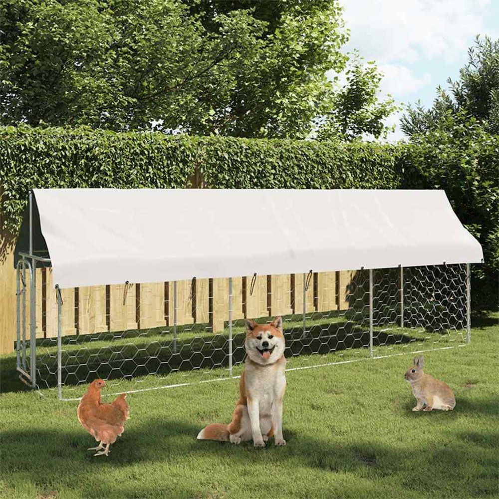 Dog Kennel Silver Galvanized steel, 100% polyethylene Large. Picture 4