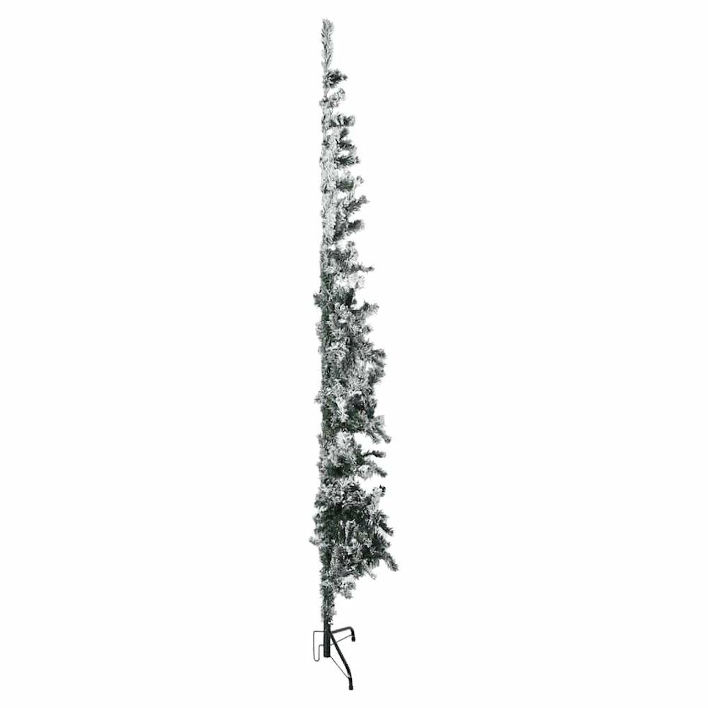 Slim Artificial Half Christmas Tree Green and white PVC, Steel. Picture 17