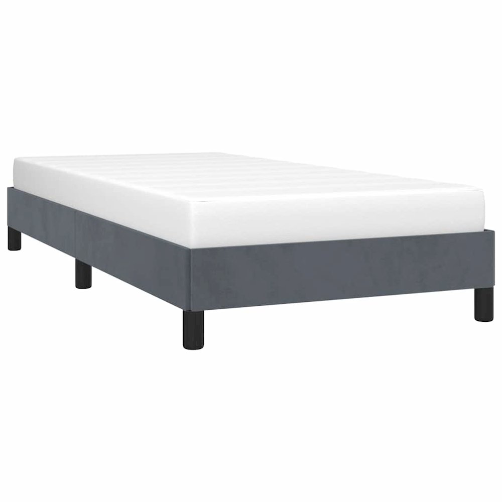 Bed Frame Dark Gray Velvet, Plywood, Engineered Wood Twin XL. Picture 4