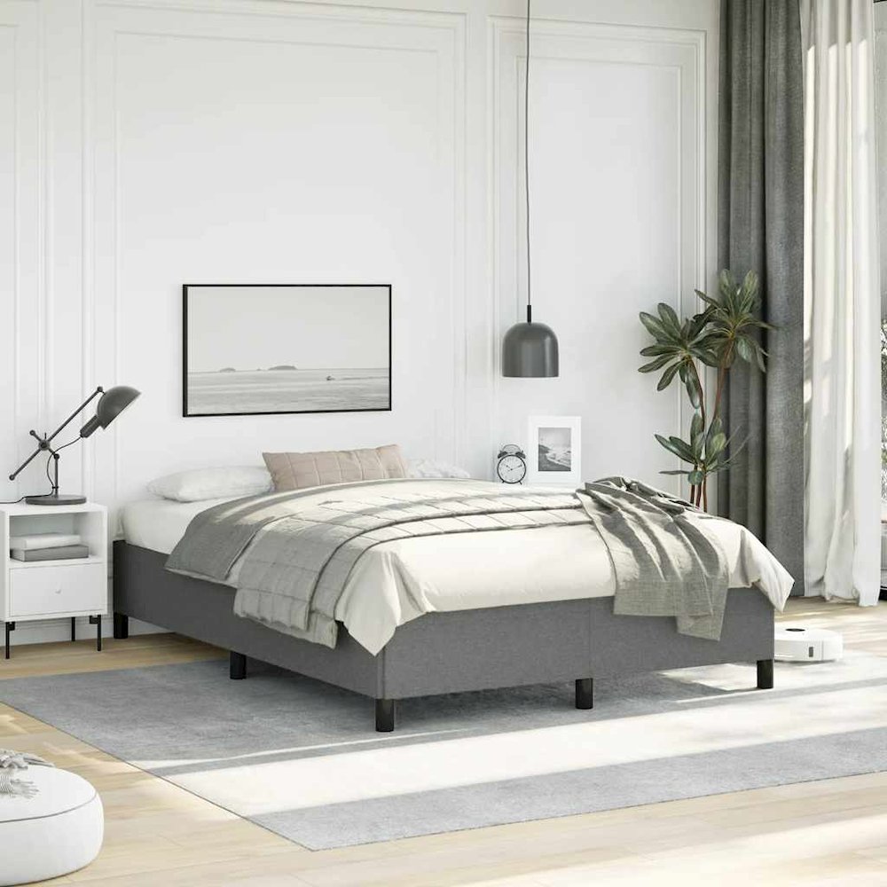 Bed Frame Dark Grey Fabric (100% polyester), plywood, engineered wood. Picture 4