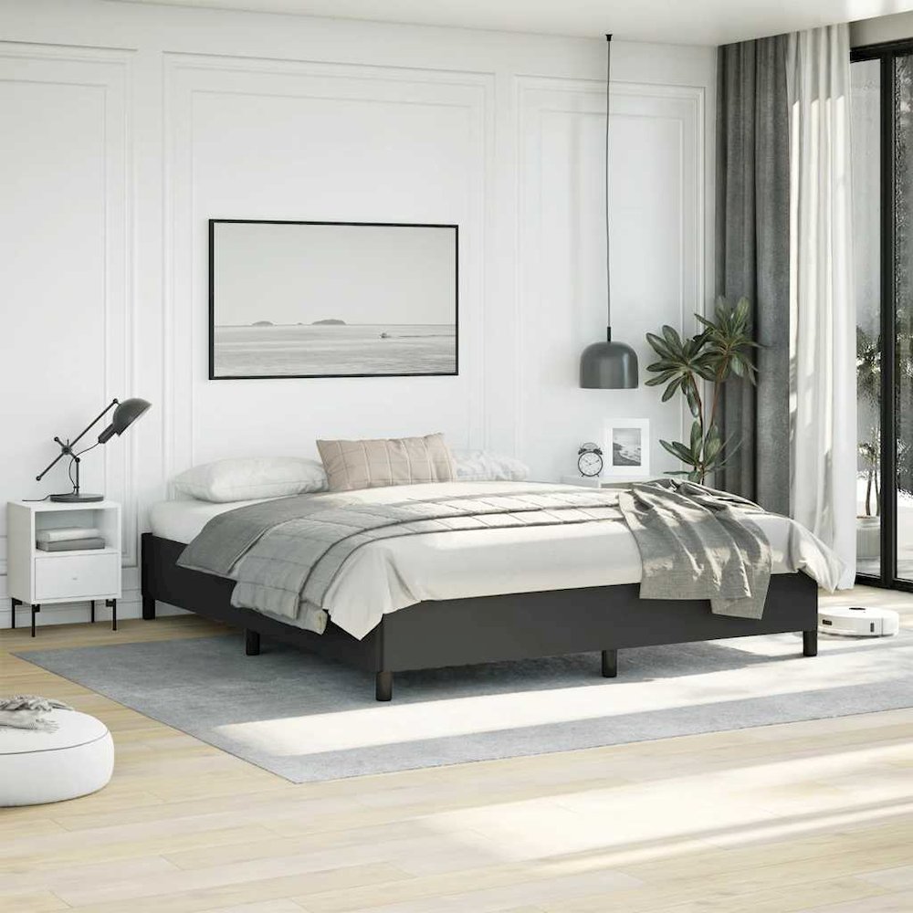 Bed Frame Black Faux leather California King Bed Frame. Picture 4