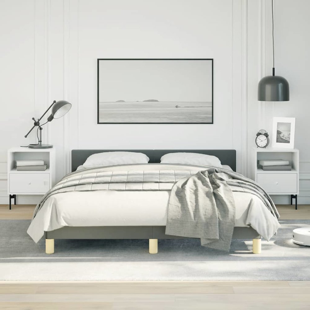 Bed Frame With Headboard Dark Gray. Picture 4