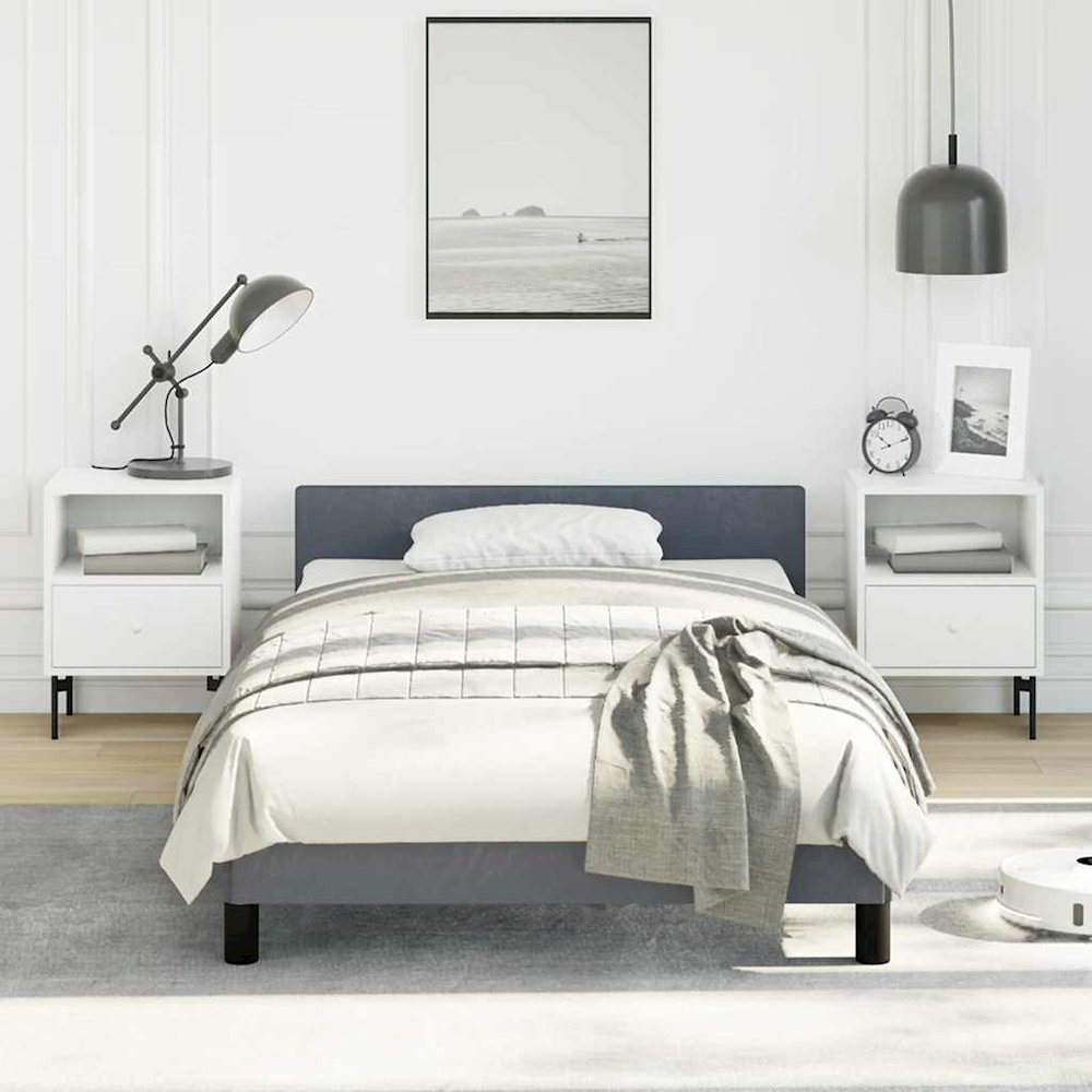 Bed Frame With Headboard Dark Grey. Picture 4