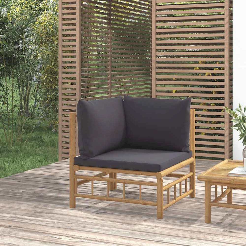 Garden Corner Sofa Dark Grey Bamboo Medium Modular. Picture 4
