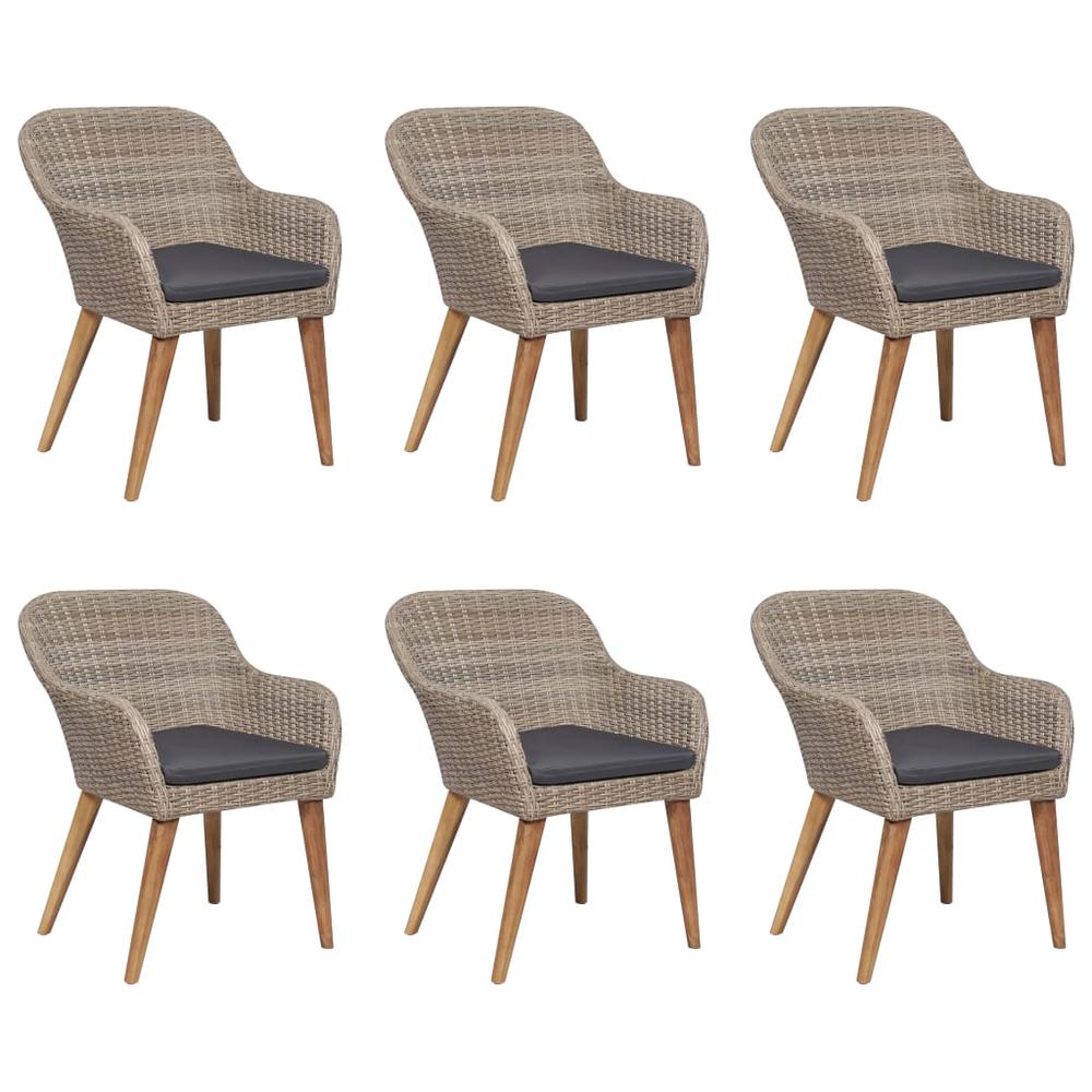Dining Set Brown and Dark Grey. Picture 3
