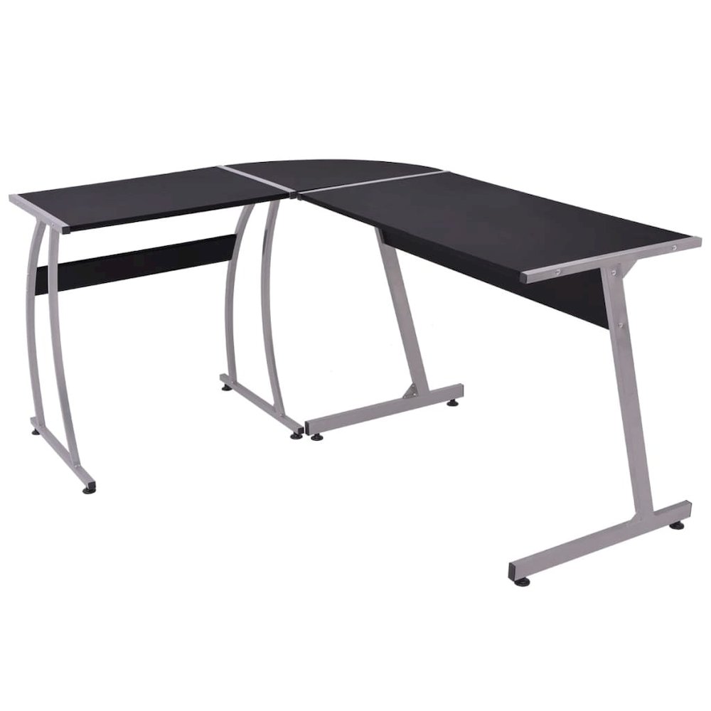 Desk Black Engineered wood with PVC cover and metal frame Large. Picture 1