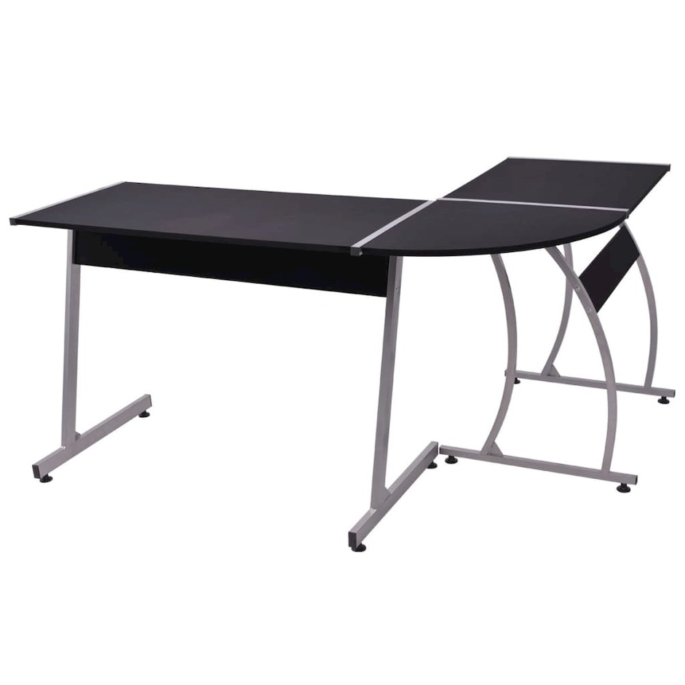 Desk Black Engineered wood with PVC cover and metal frame Large. Picture 4
