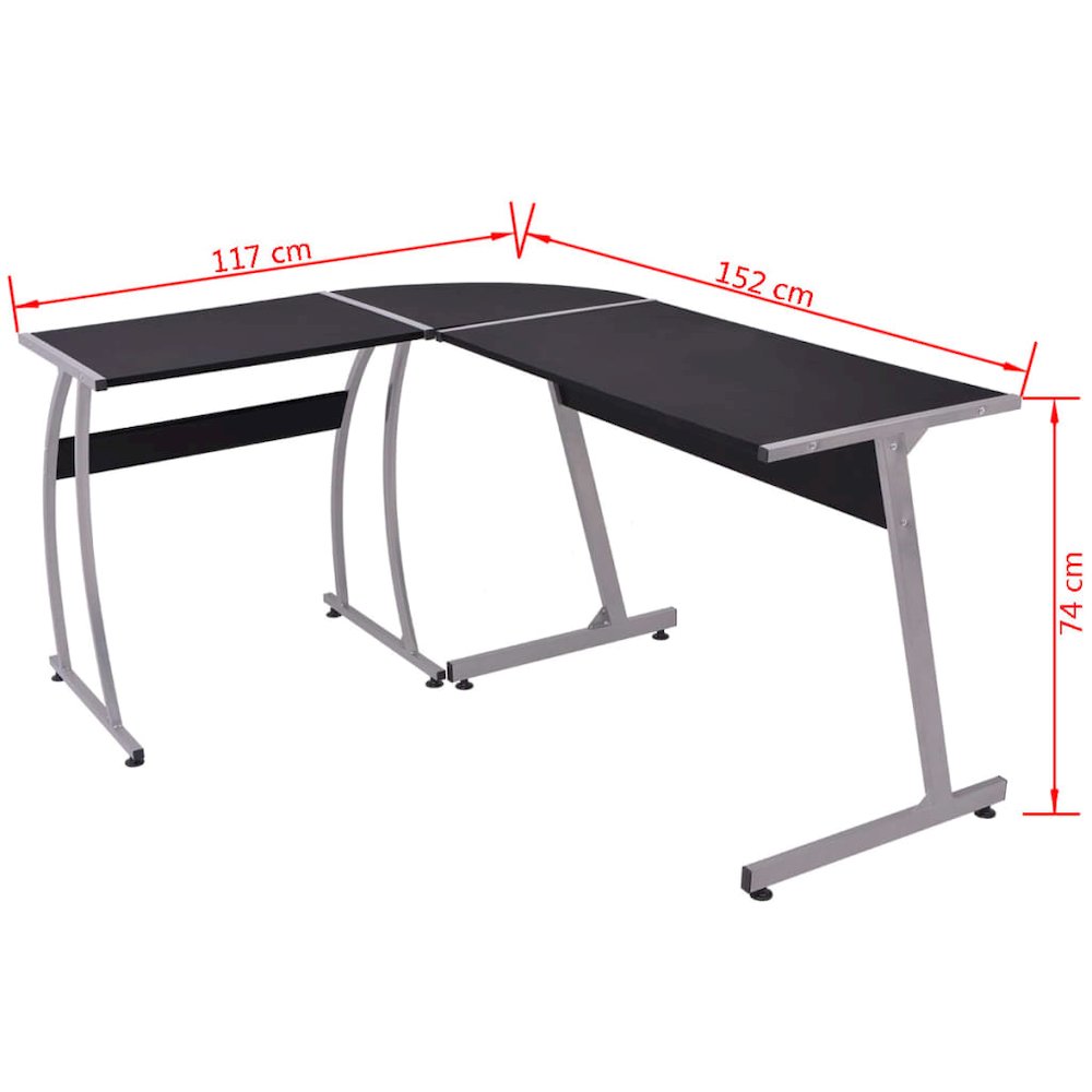 Desk Black Engineered wood with PVC cover and metal frame Large. Picture 5