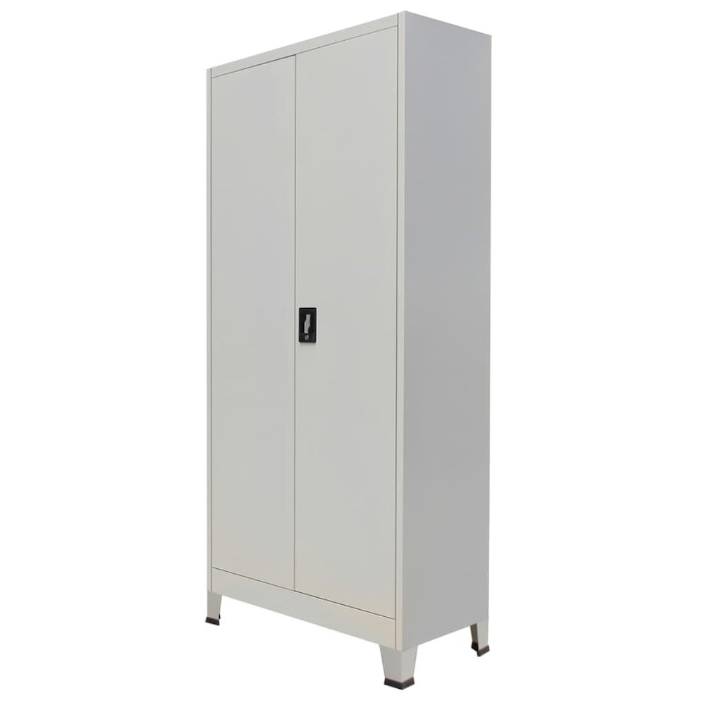 Office Cabinet Grey Steel Medium Height-Adjustable Shelves. Picture 1