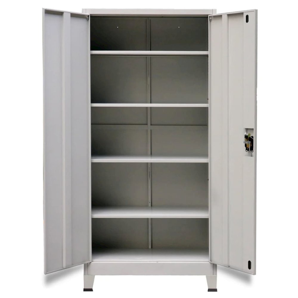 Office Cabinet Grey Steel Medium Height-Adjustable Shelves. Picture 2