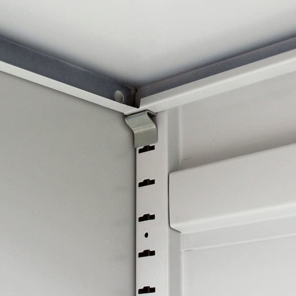 Office Cabinet Grey Steel Medium Height-Adjustable Shelves. Picture 8