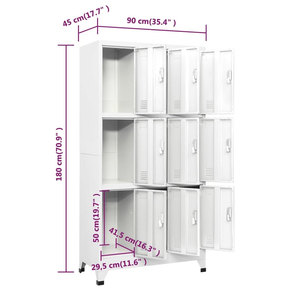 Locker Cabinet Gray Steel 35.4x17.7x70.9 in Locker Cabinet. Picture 8