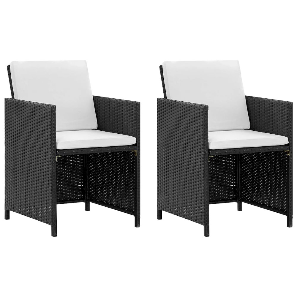 5 Piece Patio Dining Set with Cushions Poly Rattan Black. Picture 2