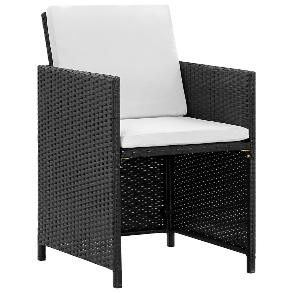 5 Piece Patio Dining Set with Cushions Poly Rattan Black. Picture 3