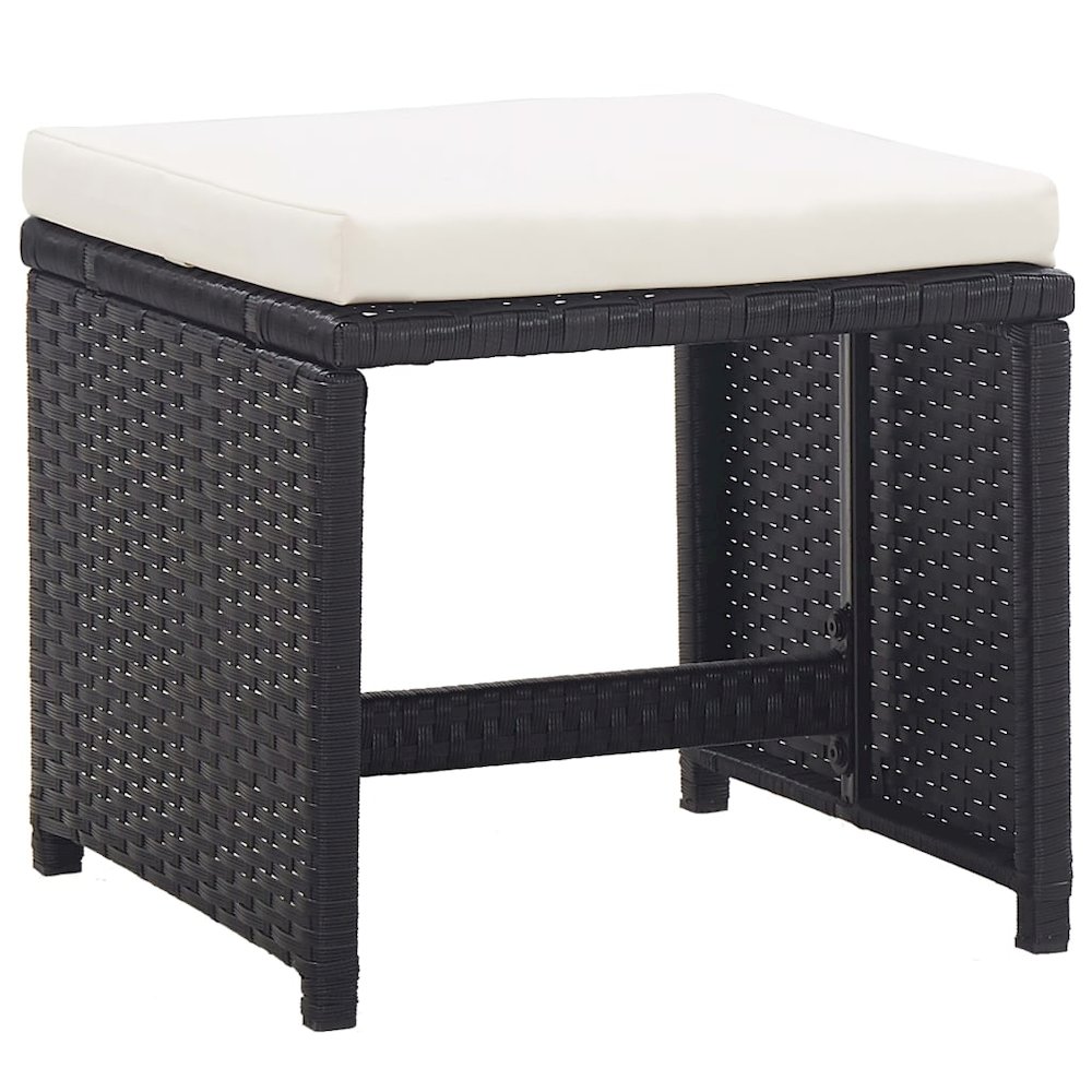5 Piece Patio Dining Set with Cushions Poly Rattan Black. Picture 6