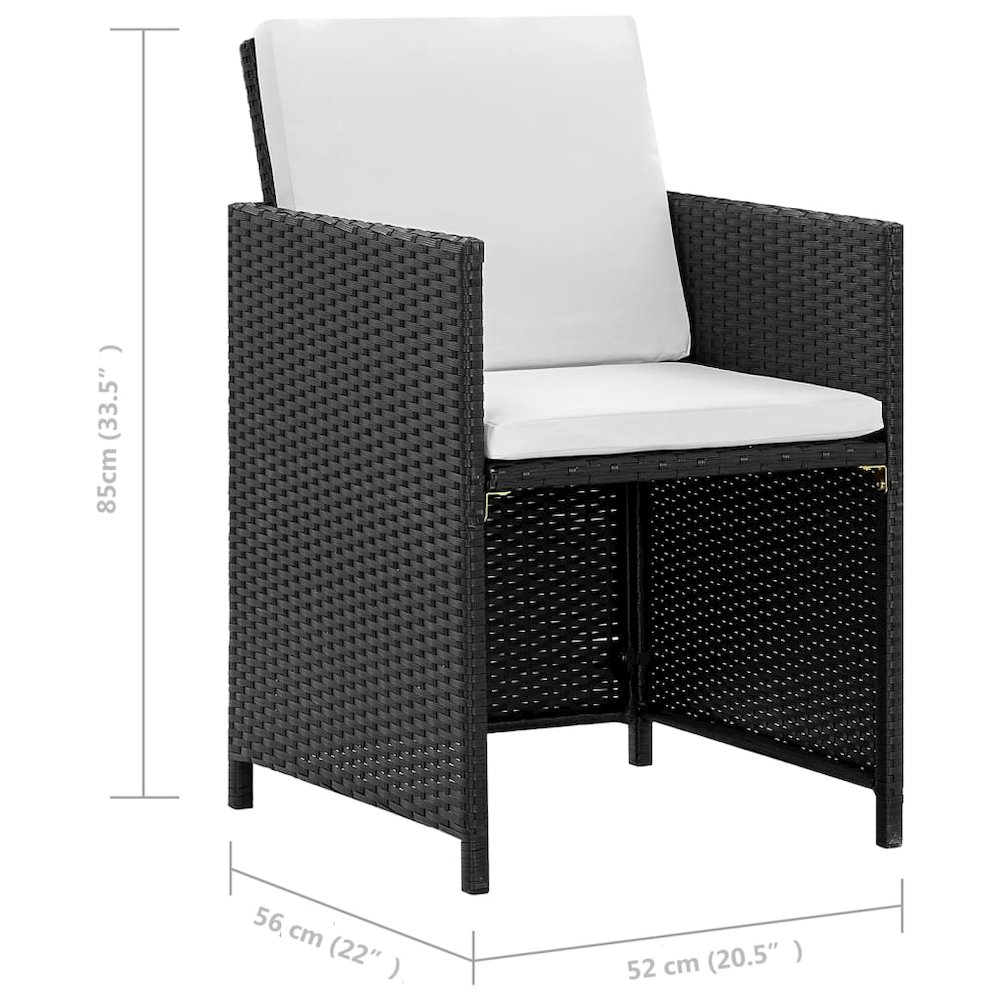5 Piece Patio Dining Set with Cushions Poly Rattan Black. Picture 9