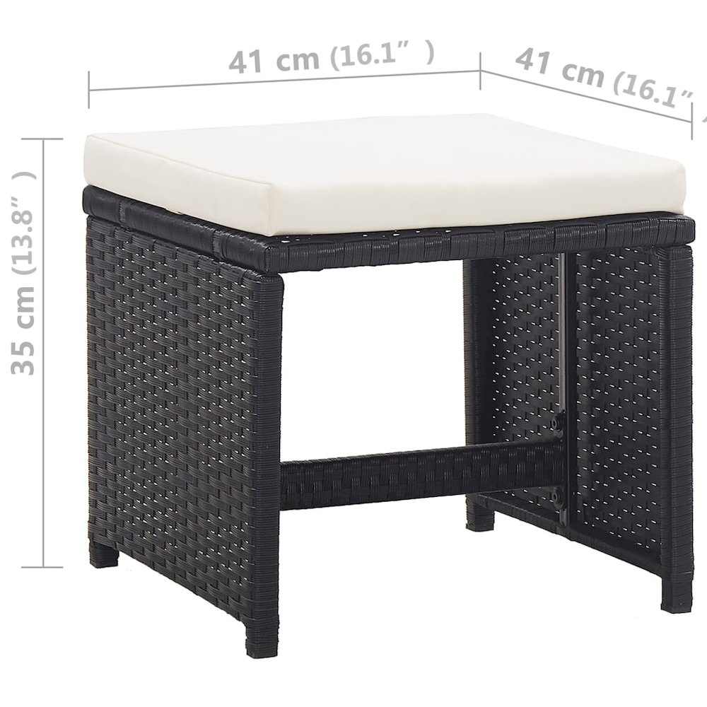 5 Piece Patio Dining Set with Cushions Poly Rattan Black. Picture 10