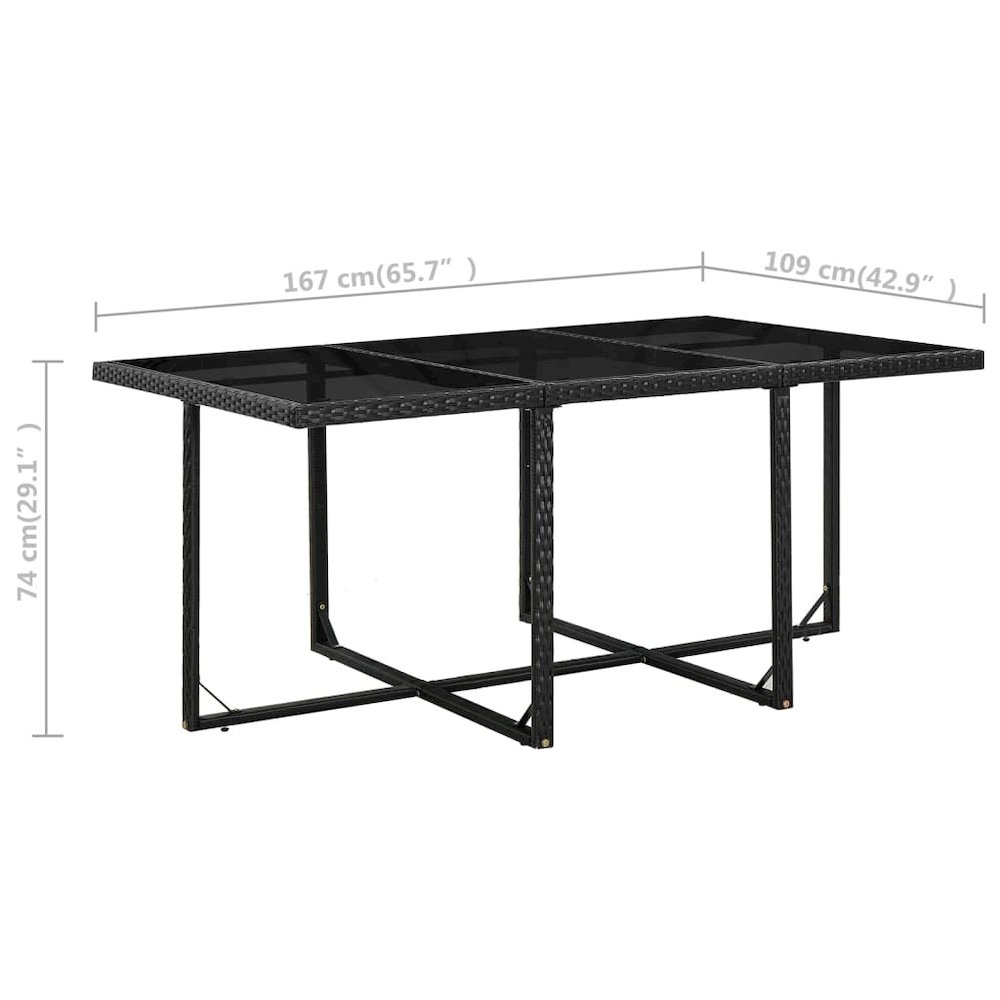 11 Piece Patio Dining Set with Cushions Poly Rattan Black. Picture 11
