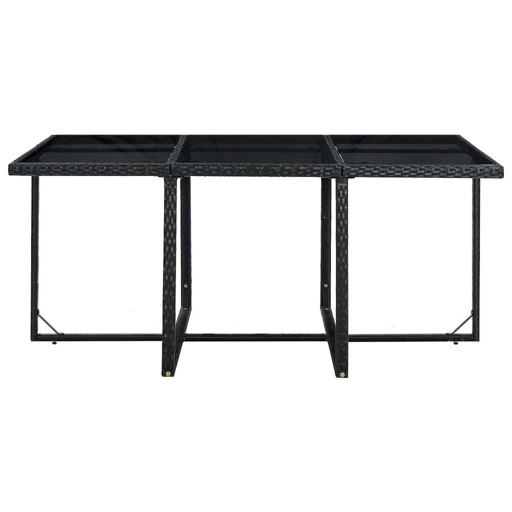 11 Piece Patio Dining Set with Cushions Poly Rattan Black. Picture 7