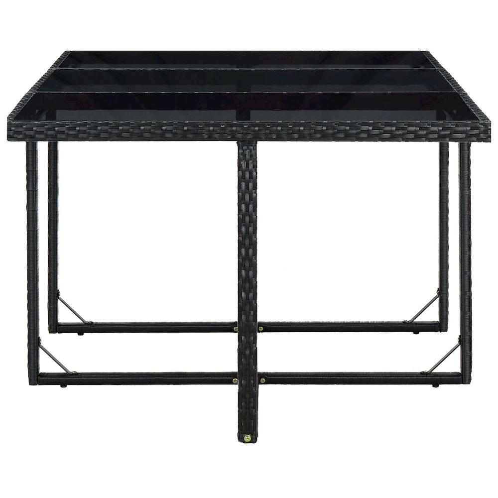 11 Piece Patio Dining Set with Cushions Poly Rattan Black. Picture 8