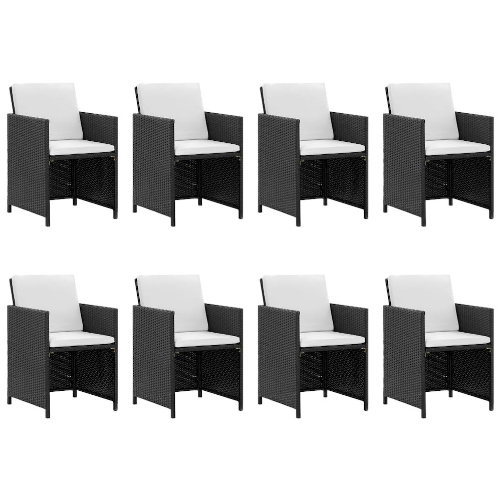 13 Piece Patio Dining Set with Cushions Poly Rattan Black. Picture 2