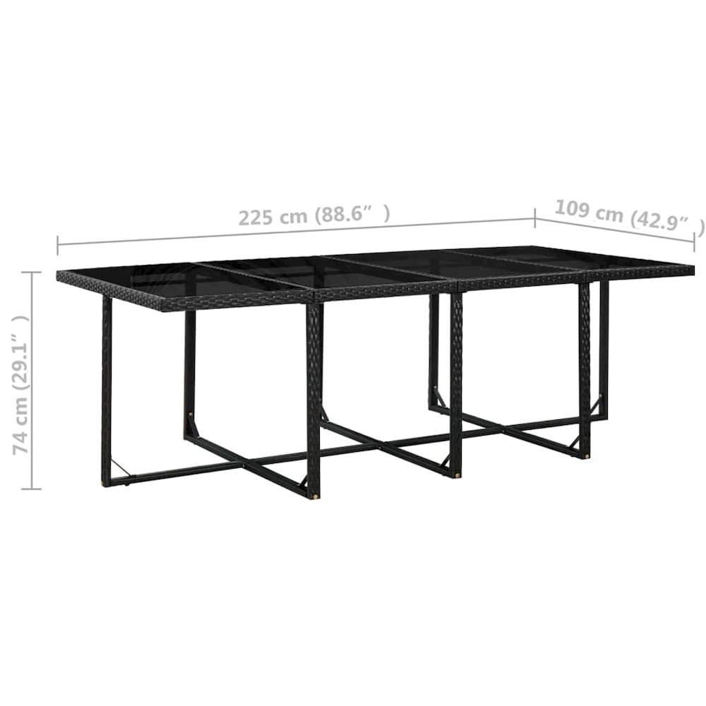 13 Piece Patio Dining Set with Cushions Poly Rattan Black. Picture 11