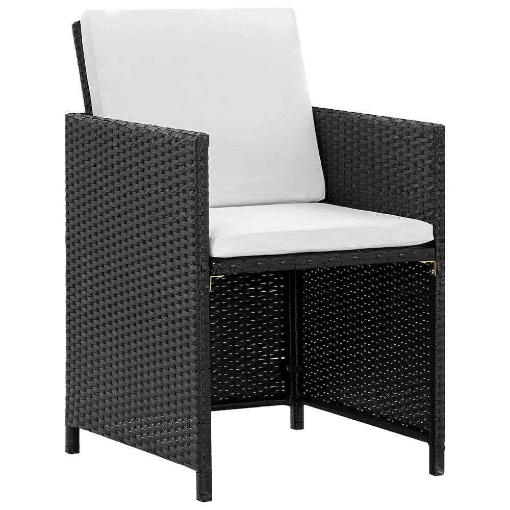 13 Piece Patio Dining Set with Cushions Poly Rattan Black. Picture 3