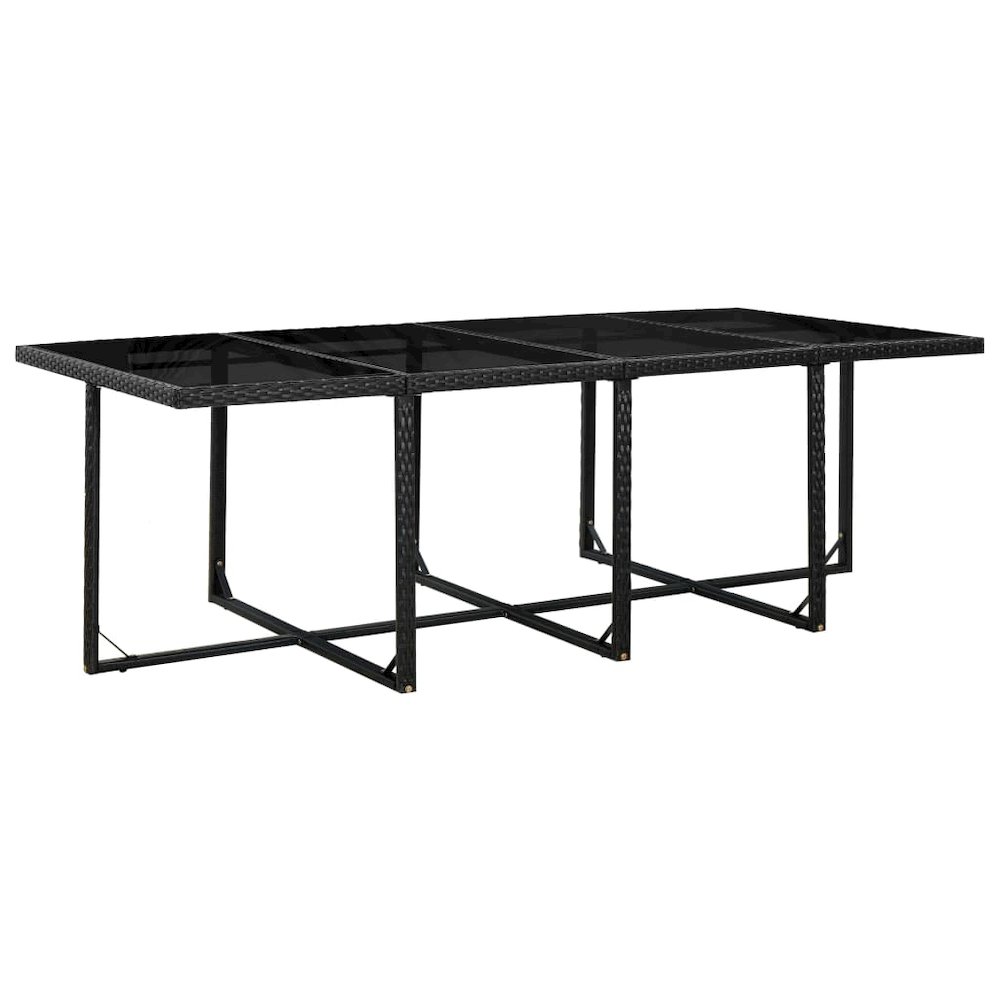 13 Piece Patio Dining Set with Cushions Poly Rattan Black. Picture 7