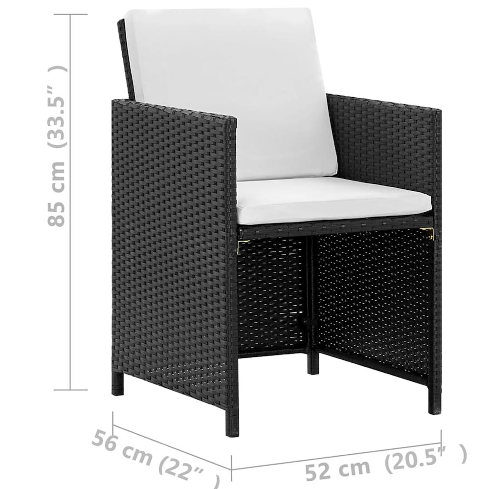 13 Piece Patio Dining Set with Cushions Poly Rattan Black. Picture 9