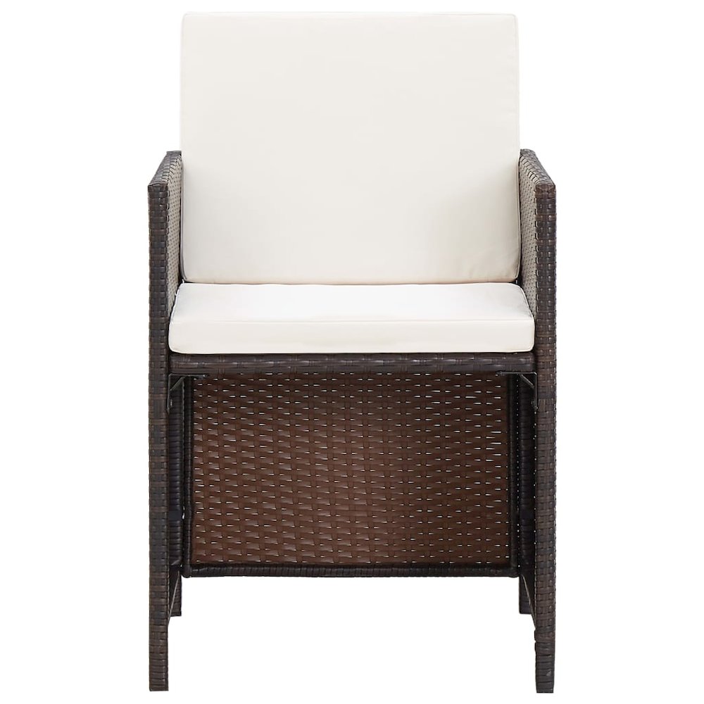 Outdoor Furniture Set Brown Steel, Poly Rattan, Polyester, Glass. Picture 7