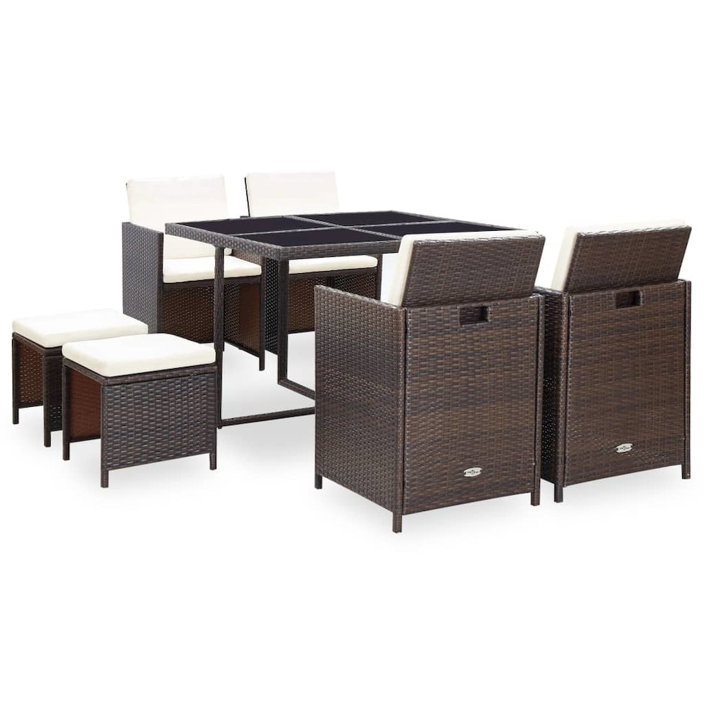 Outdoor Dining Set Brown Steel 9 Piece Set Removable Covers. Picture 1