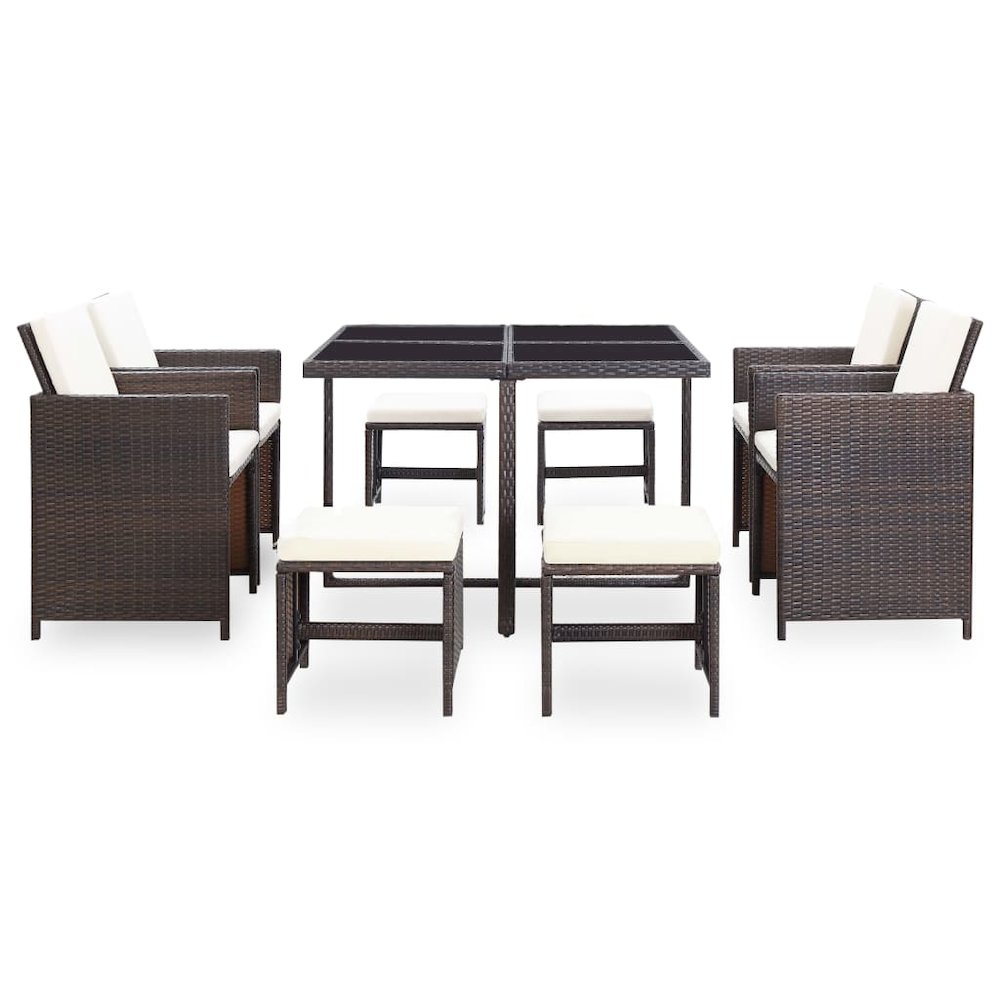Outdoor Dining Set Brown Steel 9 Piece Set Removable Covers. Picture 2