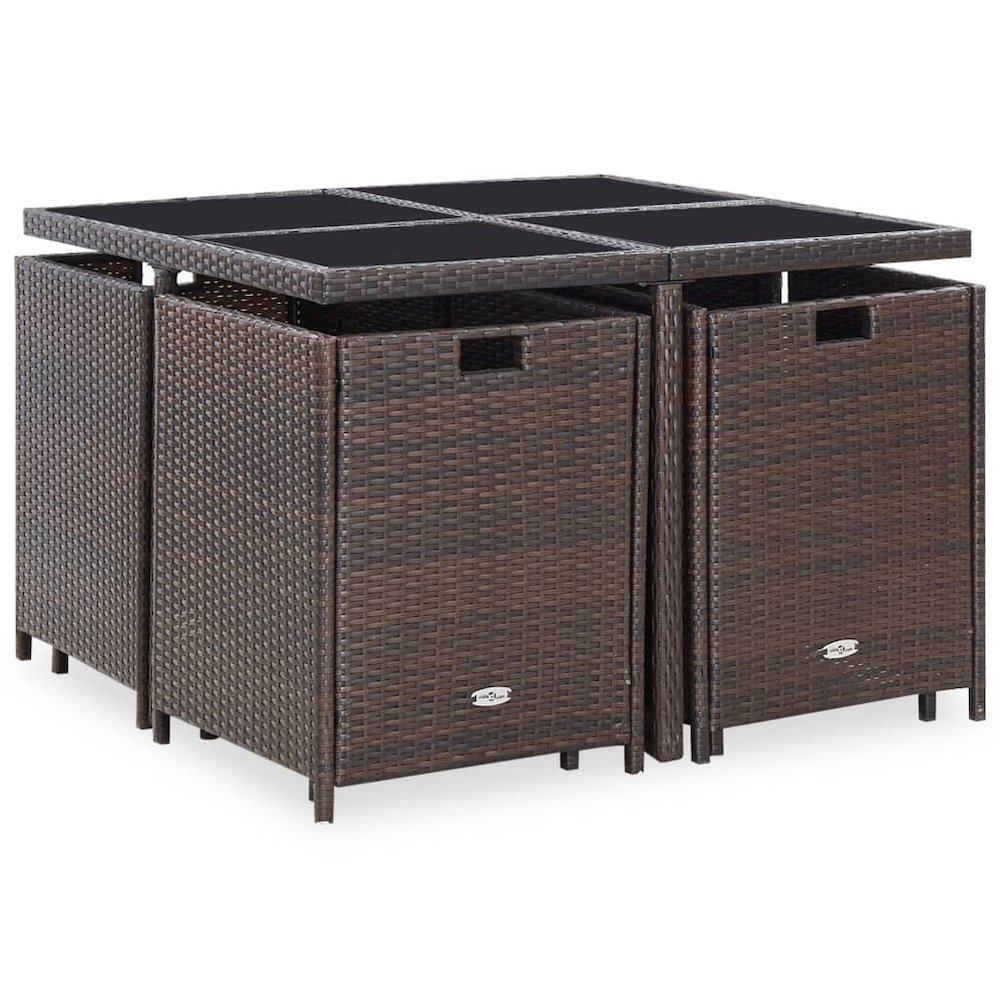 Outdoor Dining Set Brown Steel 9 Piece Set Removable Covers. Picture 3