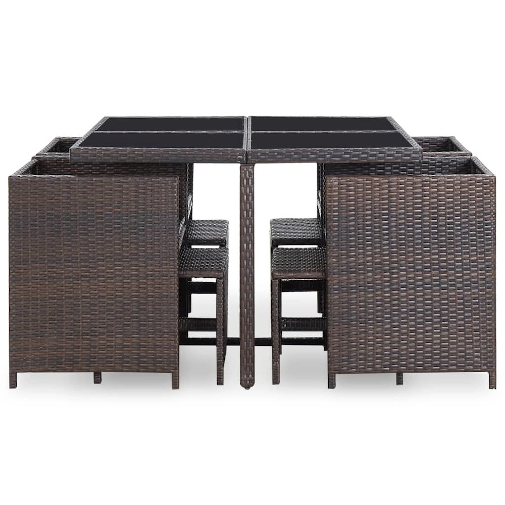 Outdoor Dining Set Brown Steel 9 Piece Set Removable Covers. Picture 4