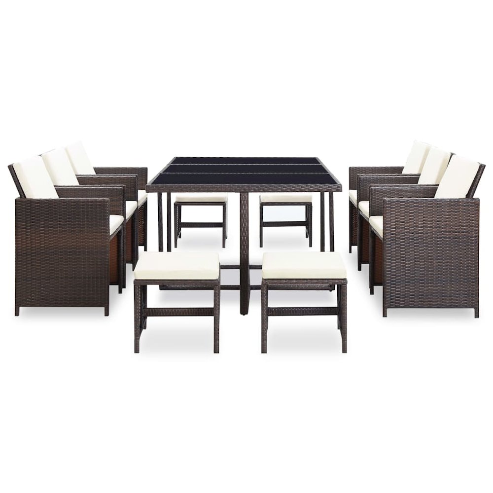 Outdoor Furniture Set Brown Poly Rattan Large Removable Covers. Picture 2