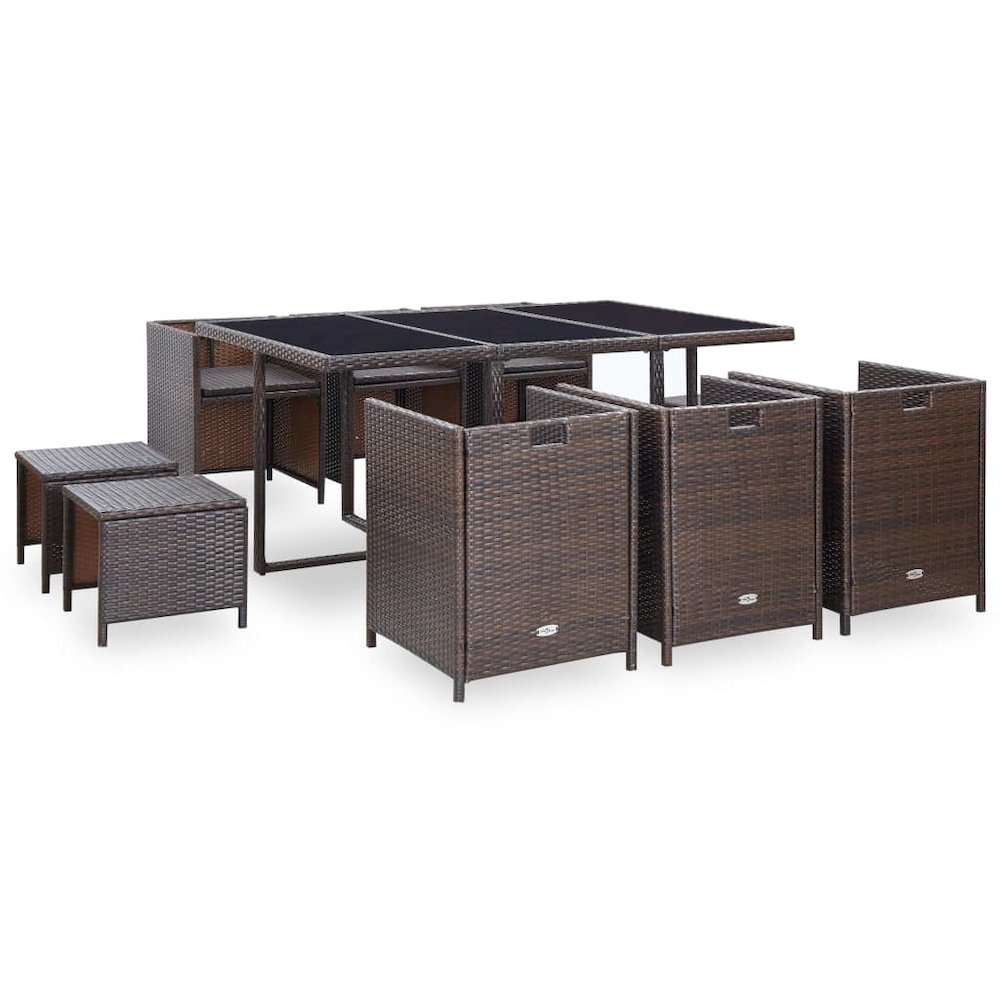 Outdoor Furniture Set Brown Poly Rattan Large Removable Covers. Picture 3