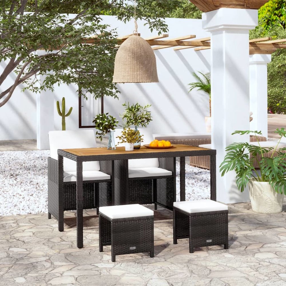 Outdoor Furniture Set Black, Cream white. Picture 1