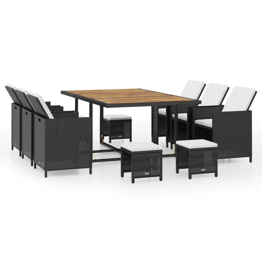Outdoor Furniture Set Black and Cream White. Picture 2
