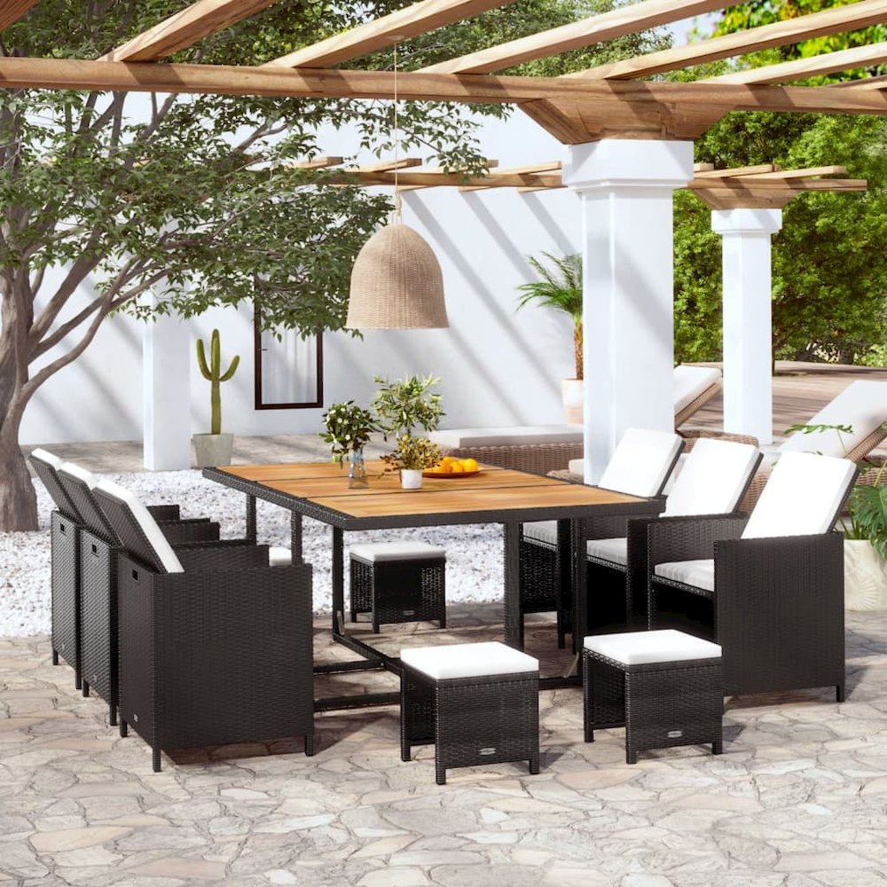 Outdoor Furniture Set Black and Cream White. Picture 1