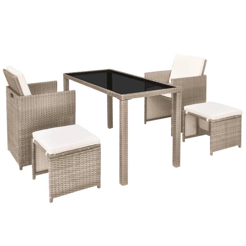 Outdoor Dining Set Grey Poly Rattan Medium Foldable. Picture 3