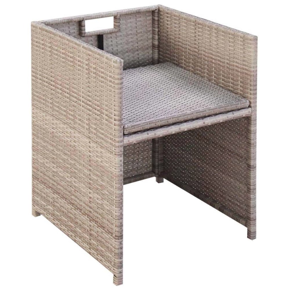 Outdoor Dining Set Grey Poly Rattan Medium Foldable. Picture 7